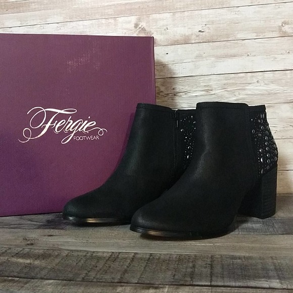 Fergie Leather Bless Bootie Ankle Boots Black 8.5 - Picture 2 of 12